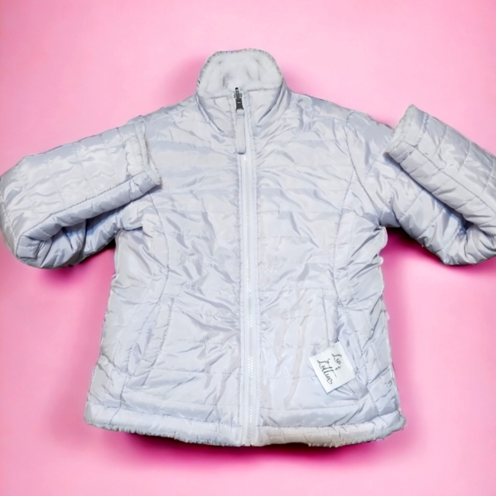 Luv & Lottie faux fur puffer jacket girl's size medium (8)